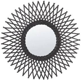Specchio da parete rotondo rattan nero ⌀ 60 cm TAGOLU Beliani