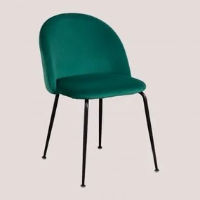 Pack 4 sedie da pranzo in velluto Kana Design Verde Jungle & Nero - Sklum