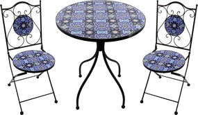 LAGOS - set due sedie pieghevoli e tavolo rotondo con decori