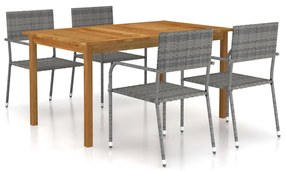 Set mobili da pranzo per giardino 5 pz grigio