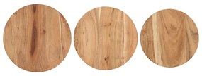 Tavolini laterali 3 pz in legno massello di acacia