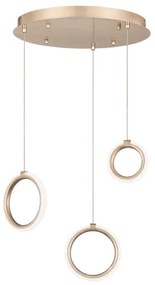 Lampada a sospensione in metallo verniciato 3 Luci ORO a Led PINTA 35 cm