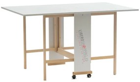 Tavolo richiudibile legno formica con ruote 140x90 cm GIORGIA Bianco