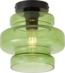 Plafoniera retrò nera con vetro verde - Denise