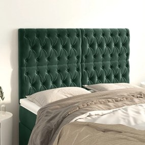 Testiera 4 Pz Verde Scuro 80x7x78/88 Cm İn Velluto /
