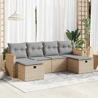 Set Divano da Giardino 6 pz con Cuscini Beige in Polyrattan 3325944