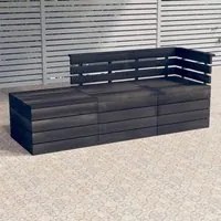 Set Divani da Giardino su Pallet 3 pz Legno Pino Grigio Scuro 3063738