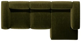 Divano angolare verde (con penisola a destra/con chaise lounge) con rivestimento in velluto a coste Bergamo – Cosmopolitan Design