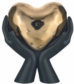 Bongelli preziosi statua moderna scultura Collezione Mani Cuore cm 27 x 31 NERO ORO