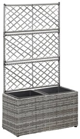 Letto Rialzato A Traliccio 2 Vasi 58x30x107cm Polyrattan Grigio /