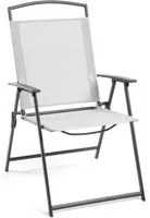 Sedia Pieghevole da Giardino 72x56x91,5 cm in Acciaio e Textline Capri Grigio Chiaro