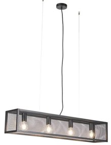 Lampada a sospensione industriale intelligente nera incl. 4 WiFi A60 - Cage Wire
