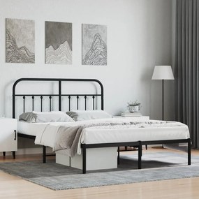 Giroletto Con Testiera İn Metallo Nero 140x200 Cm /