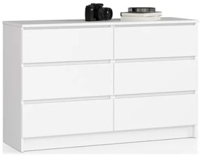 Cassettiera Credenza 120x40x77 Cm 6 Cassetti Artika Bianco Opaco