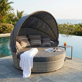 MARS - divano da giardino circolare completo di cuscino intreccio in rattan sintetico