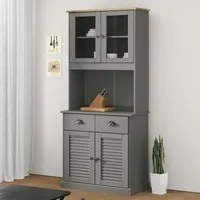 Credenza VIGO Grigia 78x40x175 cm in Legno Massello di Pino 3188303