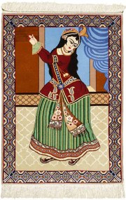 Isfahan Tappeto 100 x 70 Blu (Iran) Annodato A Mano
