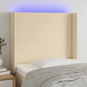 Testiera A Led Crema 93x16x118/128 Cm İn Tessuto /
