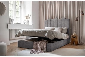 Letto matrimoniale imbottito grigio con contenitore con griglia 160x200 cm Dreamy Aurora - Miuform