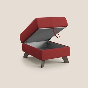 Moon Pouf contenitore e piedini alti in tessuto morbido impermeabile T02 rosso