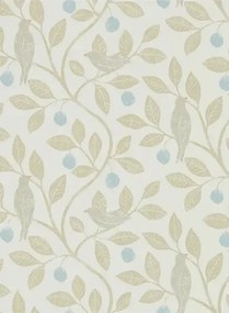 Florale Tapete Damson Tree von Sanderson - Denim/ Barley