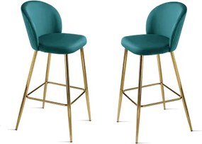 Sgabello in velluto Topazio con struttura in metallo Oro MEGAN 2 pezzi