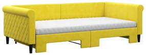 Divano Letto Estraibile con Materassi Giallo 100x200 cm Velluto