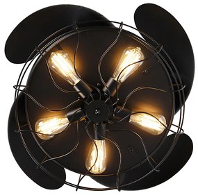 Ventilatore da soffitto nero con pale a scomparsa 107cm 5 luci con telecomando - Gaiola