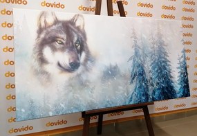 Stampa su tela – Lupo nel paesaggio innevato