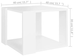 Tavolino da salotto bianco 40x40x30 cm in legno multistrato