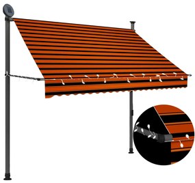 Tenda Da Sole Retrattile Manuale Led 200 Cm Arancione E Marrone /