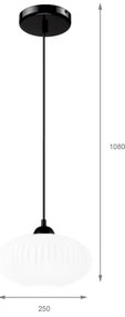 Lampadario a sospensione con filo HARMA 1xE27/15W/230V diametro 25 cm bianco/nero
