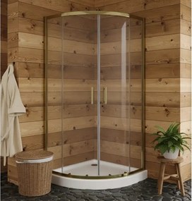 Box Doccia 90x90 Semicircolare Profili Oro Scorrevole H190 Trasparente