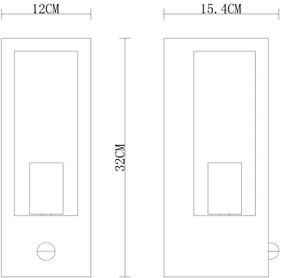 Globo 31980OS-Applique da esterno con sensore GUNDULA 1xE27/60W/230V IP44