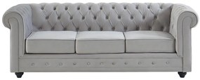 Divano CHESTERFIELD 3 posti in velluto Grigio