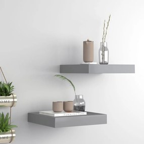 Scaffali A Parete 2 Pz Grigi 23x23,5x3,8 Cm İn Mdf /