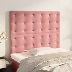 Testiera 2 Pz Rosa 90x5x78/88 Cm İn Velluto /