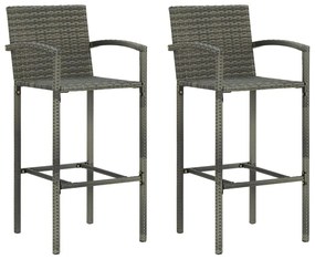 Sgabelli da bar 2 pz grigi in polyrattan