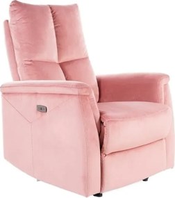 Poltrona reclinabile imbottita Neptun Velvet in velluto rosa - H96