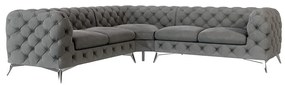 Divano angolare grigio con rivestimento in velluto Chelsea – Ropez