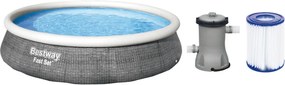 Bestway - piscina tonda gonfiabile fuori terra rattan grigio 396 x H84 cm