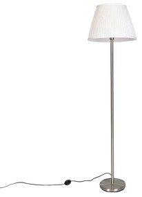 Lampada da terra moderna in acciaio con paralume plissettato bianco 45 cm - Simplo