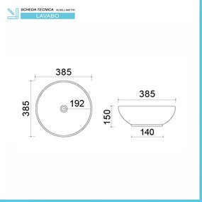 Lavabo da appoggio a ciotola 38,5 cm bianco opaco in ceramica Espeon
