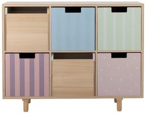 Cassettiera bassa per bambini in legno massiccio di pavlovnia in colore naturale 25,5x88,5 cm Calle - Bloomingville Mini