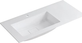 Lavabo a incasso rettangolare vasca a sinistra L 100.5 x H 15 x P 46 cm in resina bianco lucido