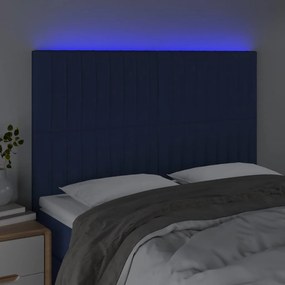 Testiera a led blu 144x5x118/128 cm in tessuto