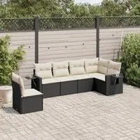 Set Divano da Giardino 6 pz con Cuscini Nero in Polyrattan 3252563