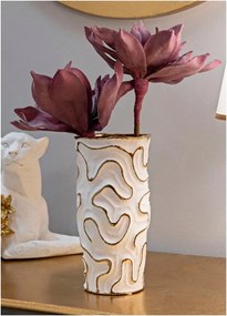 Vaso bianco/dorato in ceramica (altezza totale 25 cm) Adore – Mauro Ferretti