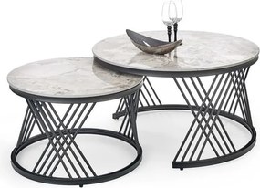 Set di Tavolini da caffè Flamingo effetto marmo grigio/nero