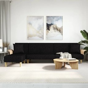 Divano Letto A L Nero 279x140x70 Cm İn Tessuto /